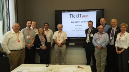 Picture of the delegates attending the first pilot TickITplus Capability Course at the CSC offices in London